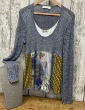 Elisa Cavaletti Grey Patterned jumper/Top Sz Large (34"Chest)