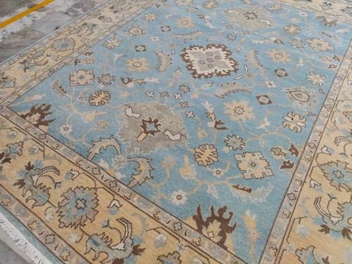 Blue hand knotted oushak - blue,
