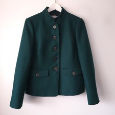 Hobbs Pure British Moon Tweed  Wool Short Blazer Jacket Women's UK 14 Green