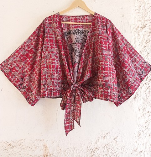 Silk boho gray wrap - boho, blouse