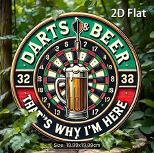 Darts and Beer Metal Sign