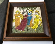 H&R Johnson Nursery Rhyme Ceramic Tile Framed Here We Go Round The Mulberry Bush