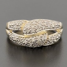 9ct Yellow Gold 0.25ct Diamond Cluster Snake Ring Size M Hallmarked