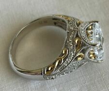 Victorian 3Ct Princess Cut Lab Created Diamond 14K Two-Tone Gold Finish Ring