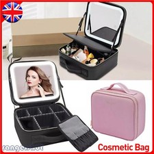 Makeup Bag with LED Mirror Vanity Case Beauty Box Make up Travel Cosmetic Bag