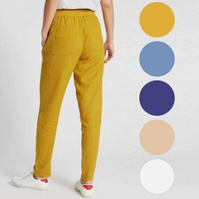 Ex M&S Straight Leg Linen Rich Trousers Elasticated Waist Various Colours - 2