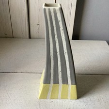 Vintage Ikea Vase Grey Yellow Pottery Mid Century Style B7* Abstract Art 