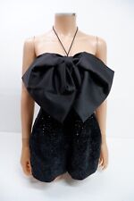 Zara Womens Sequin Velvet Bow Playsuit Size XS 9311 048 Black Limited Edition 