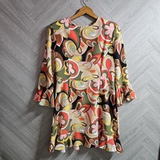 60s 70s Hippie Flared Dress Size M Halloween Costume Retro Floral Paisley Boho