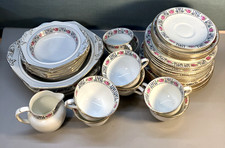 Bridgwood Anchor China Imari 45 Piece Set Pink & Blue Floral Pattern Gold Rim