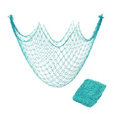 2 Pack Decorative Fishing Net Decor, Peacock Blue 80x40 Inch Hanging Cotton Net