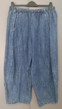BNWOT Made In Italy Sz 14 16 Soft Denim Jean Pull On Barrel 23" Leg Copped Jeans