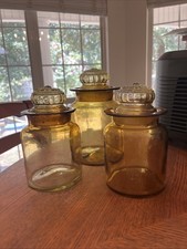 Vintage Amber Glass Canisters