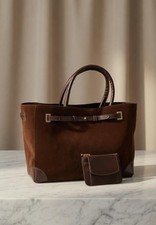 Women suede leather tote - suede,
