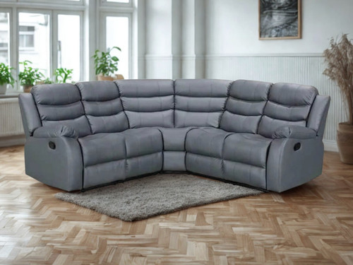 Grey leather recliner corner - leather,