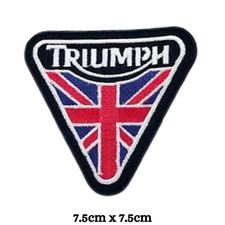 Triumph With Union Jack Black Flag Iron Sew on Embroidered Patch