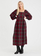 Tu Tartan Plaid Check brushed cotton maxi prairie dress 16 Like Cabbages & Roses