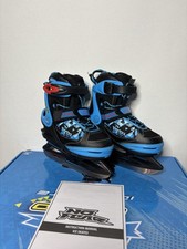 Boys No Fear Speed Blue Black Adjustable Ice Skates Size EU 29-32