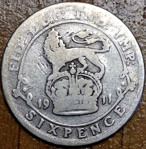1911 king george sixpence - king, 6d