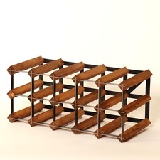 Cranville wine rack storage 15 bottle  Oak stain wood/ black metal assembled