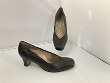 Vintage ELMDALE SIZE 4.5 brown leather heeled shoes smart casual work classic