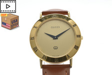 Vintage [Exc+5] GUCCI 3000M Gold Dial Roman 32mm Men's Quartz Watch From JAPAN