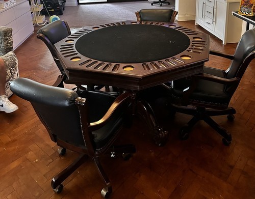 Wooden poker table with - wooden, 4