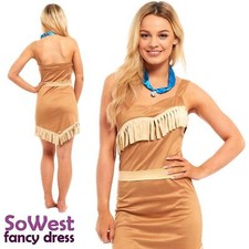 Ladies Sexy Pocahontas Indian Princess Halloween Fancy Dress Costume – All Sizes