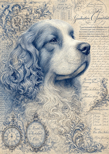 Blue gold french dog - blue,
