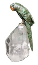 Stunning Carved Malachite Parrot Gemstone Quartz Peter Muller