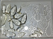 Job Lot of Reclaimed Vintage Crystal  Chandelier Glass Drops / Droplets 37 Piece