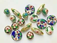 Beautiful Cloisonne Beads Charms Jewellery Making Donut Disc Loop Navette 20mm