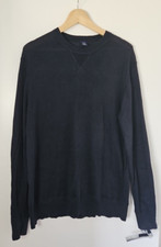 GAP Navy Blue Knit Jumper Size L Large 100% Cotton Lightweight Thin Pullover