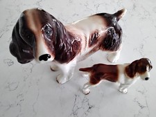 Two vintage cocker spaniel dog figurines large and small Coopercraft