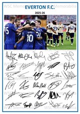 11858. 2025-26 Everton Signed Team Photo Sheet (PRINTED AUTOGRAPHS - A4)