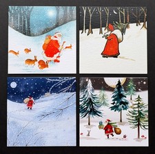SET OF 4 Santa Claus Snow
