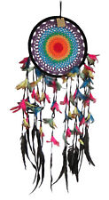 LARGE 107 cm long  Crochet Jumbo Dream Catcher RAINBOW Feathers and Beads new