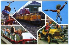 1960s SAN FRANCISCO PLAYLAND AMUSEMENT PARK FUN-TIER TOWN KIDDIE RIDES~POSTCARD