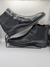 DESIGN LOAKE HUTCHINSON UK 9.5 BLACK LEATHER CHELSEA ANKLE BOOTS