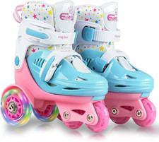 Adjustable Roller Skates for Kids Girls Ladies with Light up Flash LED Wheels(Ag