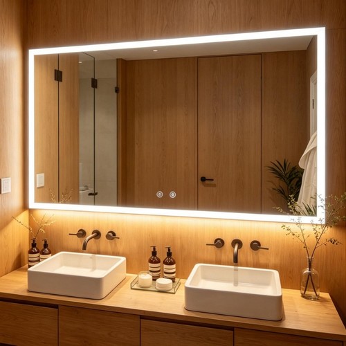 Led bathroom mirror - bathroom, with