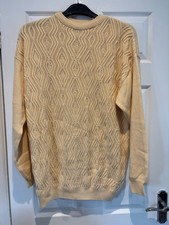 Tom Sayers Yellow Men’s L Cable-Knit Pullover Jumper 100% Cotton