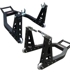 Tech7 Pro Range Heavy Duty Alloy Motorcycle Paddock Stand Set Front and Rear