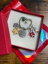 CHRISTMAS Teacher Apple Shape Keyring Gingerbread Man Candy Cane Tree Bells Box