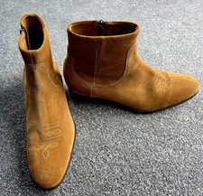 Mens H London Tan Suede Boots Cowboy Western Size 9 