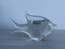 FM KONSTGLAS / MARCOLIN ART CRYSTAL LARGE FISH FIGURINE B850-180 SWEDEN SIGNED