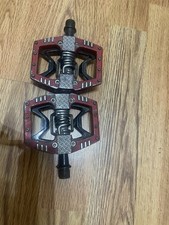 Crank Brothers Double Shot 2 Alloy Bike Pedals - Red / Black Clipless - USED