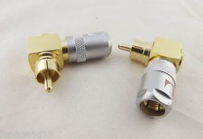 2pcs Gold Nakamichi Copper Right Angled RCA Male Plug Solderless Audio Connector