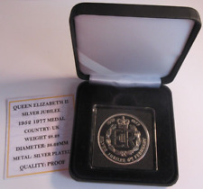 1952-1977 QEII SILVER JUBILEE SILVER PLATED PROOF MEDAL CAPSULE COA & BOX