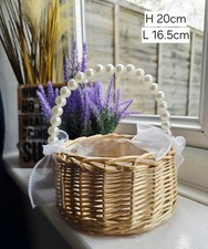 Wicker Basket Pearl Bow